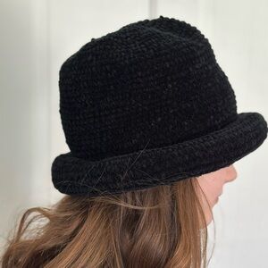 Vintage Arlin Soft Black Flexible Woven Bucket Hat Y2K